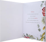 Hallmark Christmas greeting card featuring classic seasonal foliage and mum design in a boxed presentation.