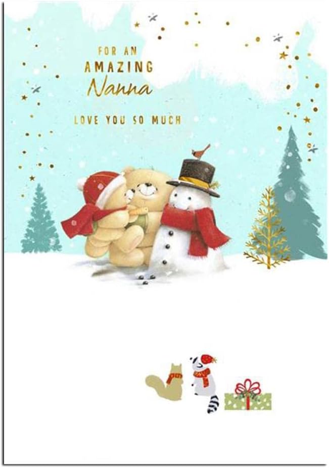Hallmark Forever Friends Nanna Christmas card featuring a cute festive bear design and holiday greeting for special occasions.