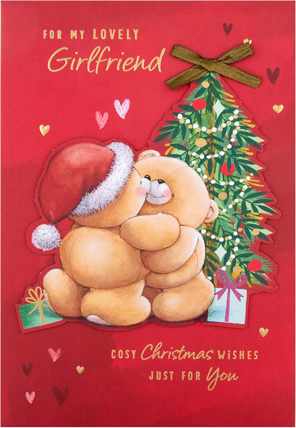 Hallmark Christmas greeting card for girlfriend with heartfelt festive message and open design, featuring holiday-themed decorations.