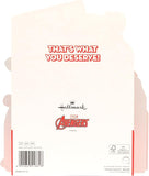 Hallmark Marvel Avengers Christmas greeting card with 3D pop-up design and festive holiday scene for your grandson.