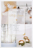 Hallmark Holy Season Christmas greeting card featuring religious design with "Rejoice and Celebrate" text and festive holiday imagery.
