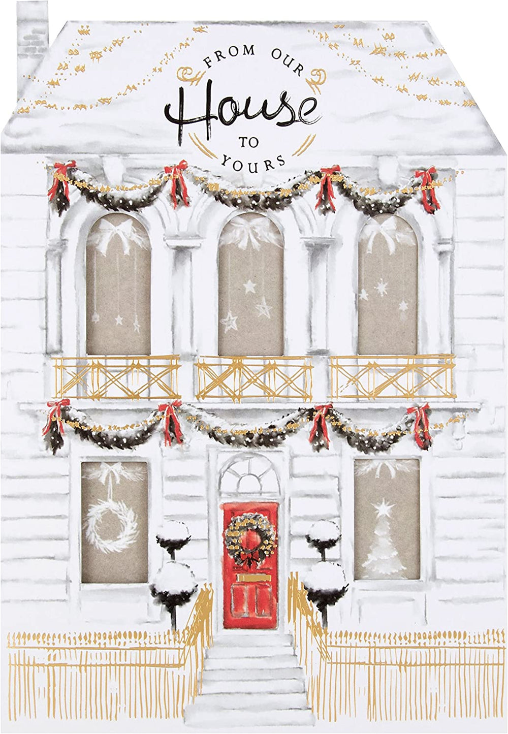 Hallmark House to House Happiest Times Christmas Card featuring festive holiday design and cheerful greeting for Christmas.