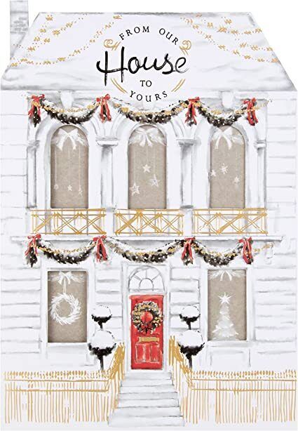 Hallmark House to House Happiest Times Christmas Card featuring festive holiday scene and cheerful greeting design.