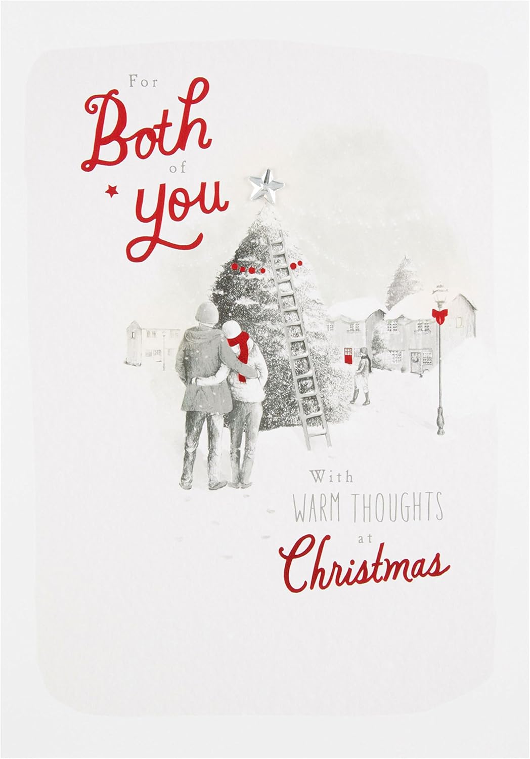 Hallmark medium Christmas greeting card titled "Both of You Warm Thoughts" with festive holiday design and heartfelt message.