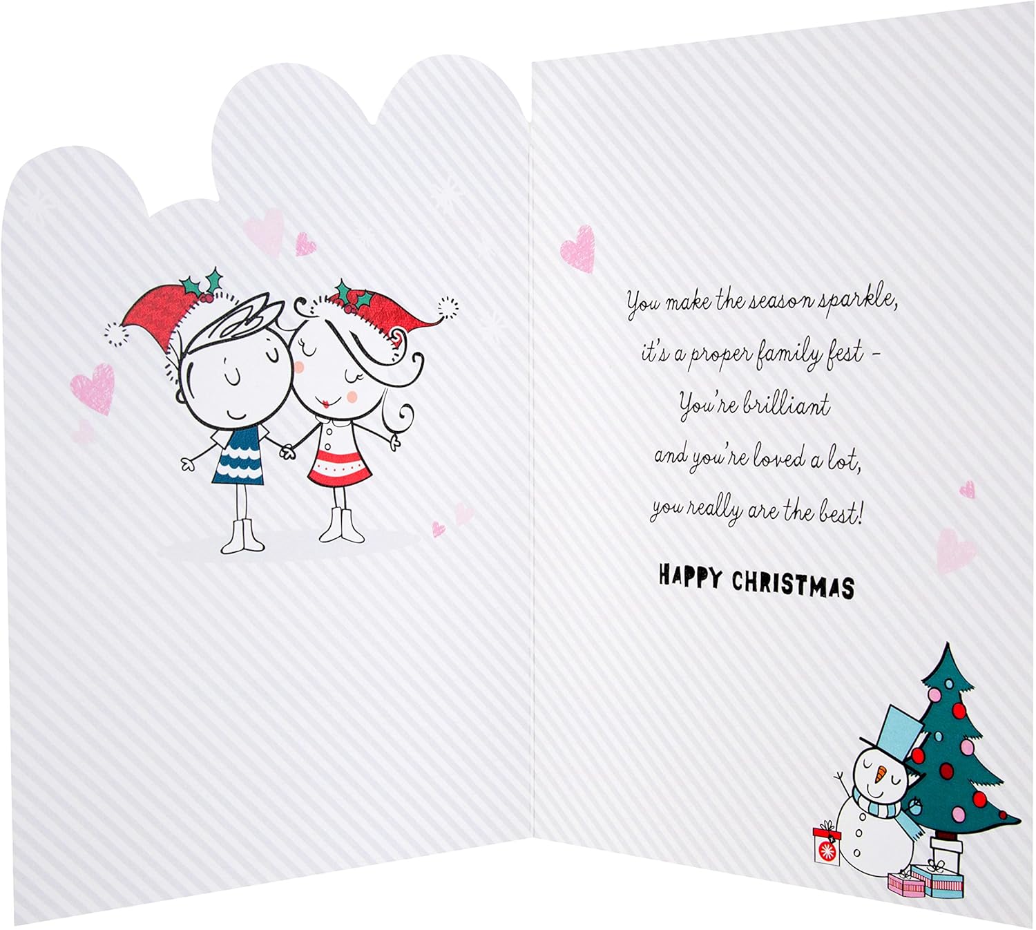 Hallmark Christmas greeting card with "Mum and Dad" message, featuring festive holiday design and heartfelt greeting inside.