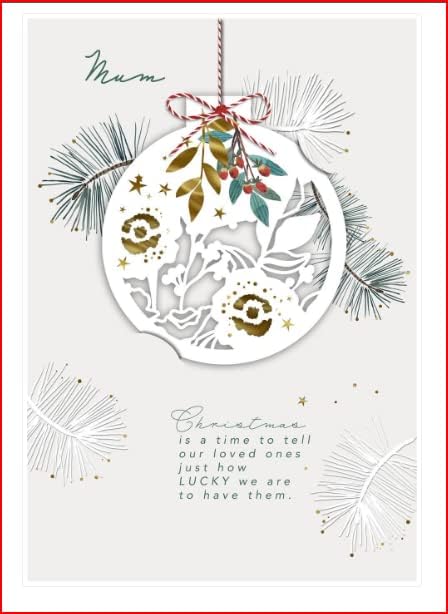 Hallmark Mum Christmas card featuring a heartfelt festive design with sentimental holiday message and seasonal illustrations.