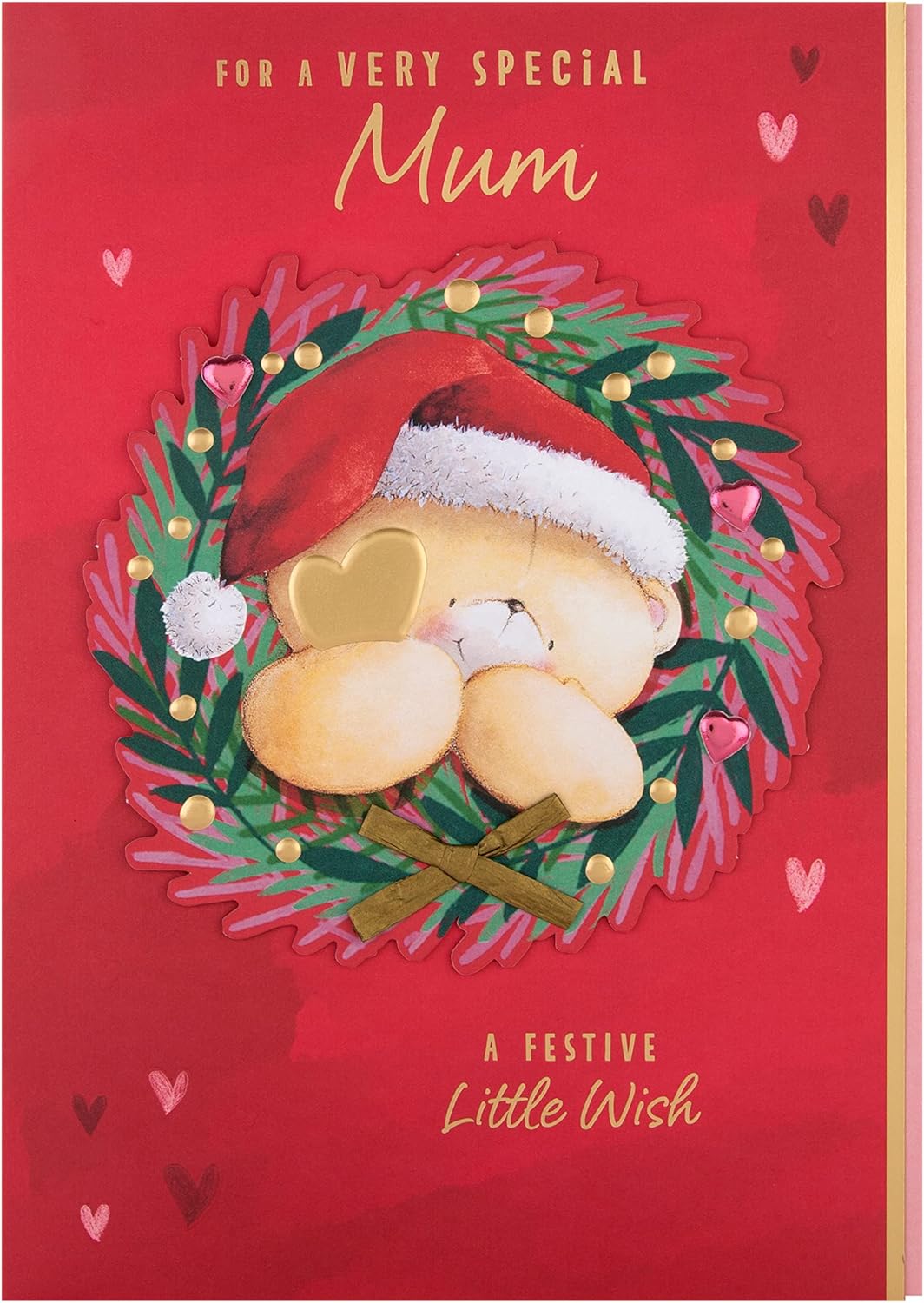 Hallmark Mum open Christmas greeting card with festive heartfelt message and holiday-themed design.