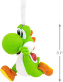 Hallmark Nintendo Super Mario Yoshi Christmas tree ornament made of resin, featuring Yoshi from the Super Mario series for holiday decoration.