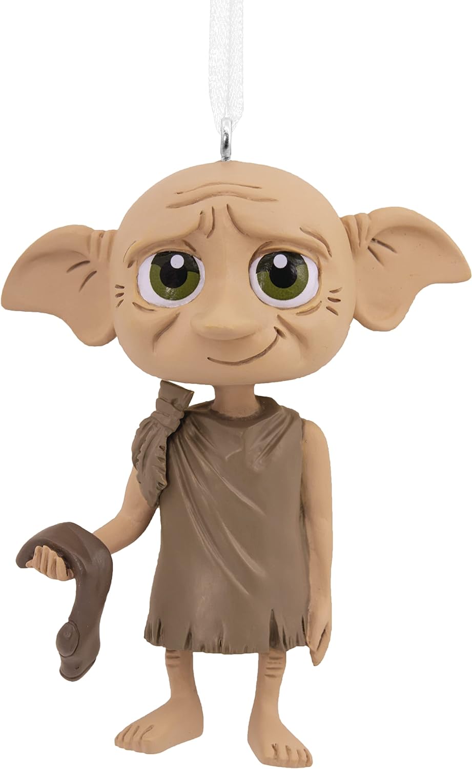 Hallmark Harry Potter Dobby the Elf Christmas ornament hanging on a decorated tree for holiday decor.