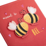 Hallmark engagement greeting card titled "Meant to Bee" featuring a cute bee design on a white background.