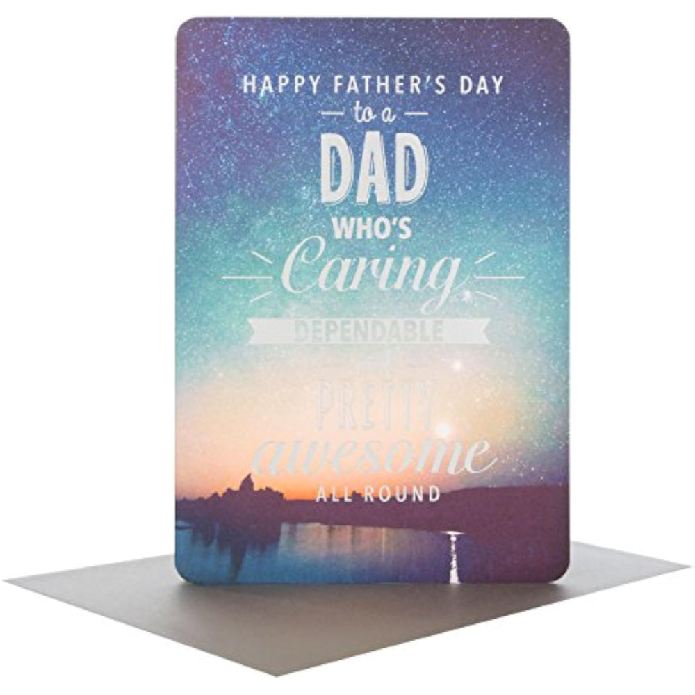 Hallmark Father's Day card featuring the message "pretty Awesome" with a medium size design and colorful, festive graphics.