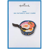 Hallmark 3D Father's Day card for Dad with humorous English breakfast design, featuring toast, eggs, and bacon in bright colors.