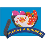 Hallmark 3D Father's Day card for Dad with a humorous English breakfast design, featuring colorful illustrations and playful text.