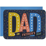 Hallmark Father's Day card featuring a heartfelt message for Dad, with a cheerful design and festive accents.
