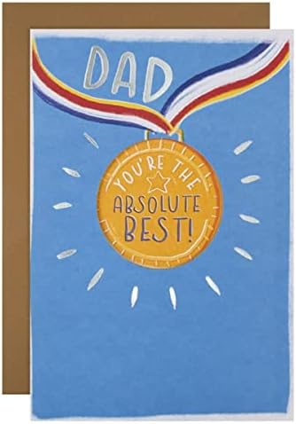 Hallmark Father's Day card featuring a gold medal with "Dad You Are the Best" message and decorative design.