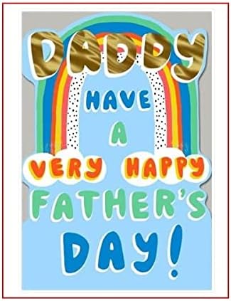 Hallmark Father's Day card with rainbow design and "Daddy Have a Very Happy Father's Day" message in colorful lettering.