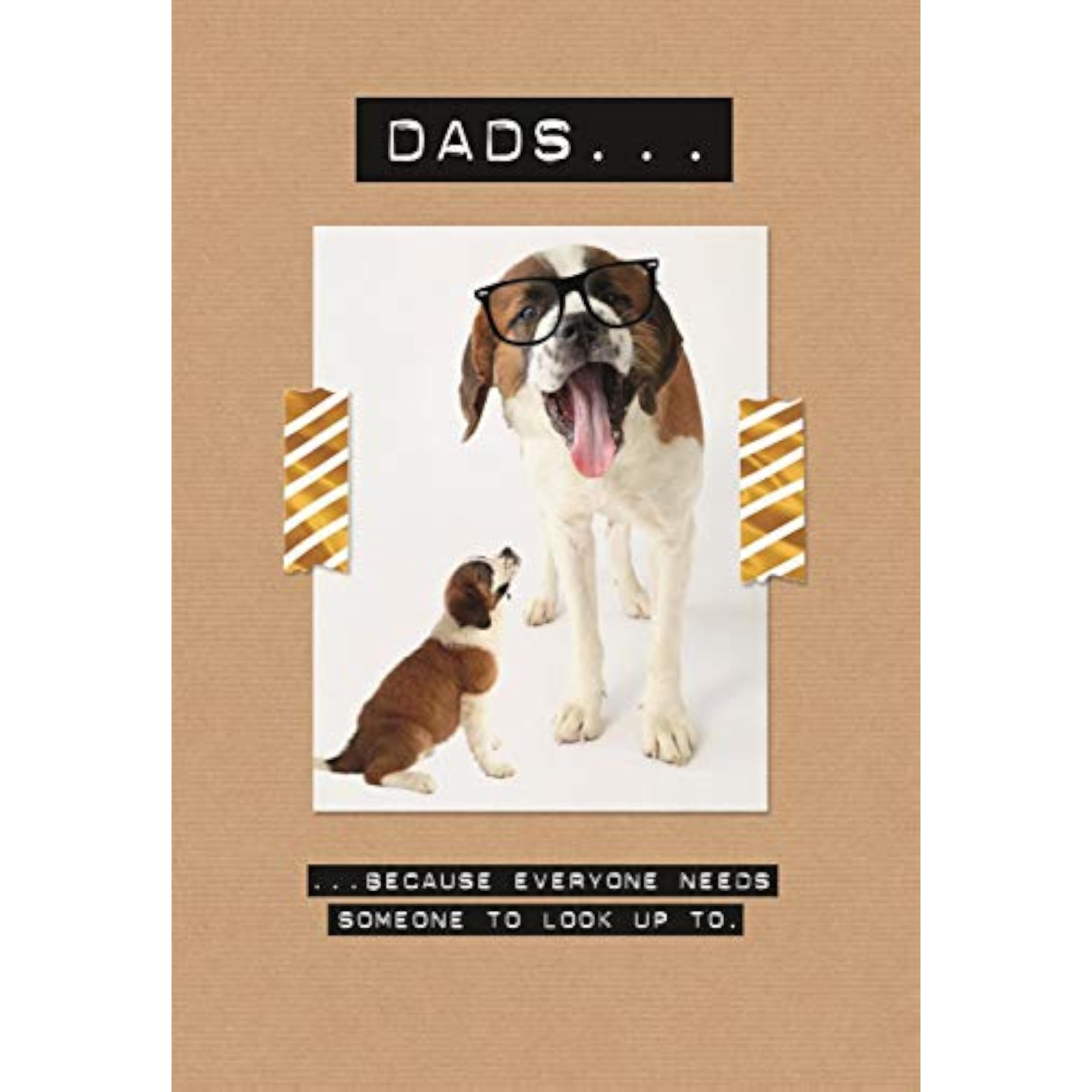 Hallmark Father's Day card featuring a humorous illustration of a dog and puppy celebrating Dad.