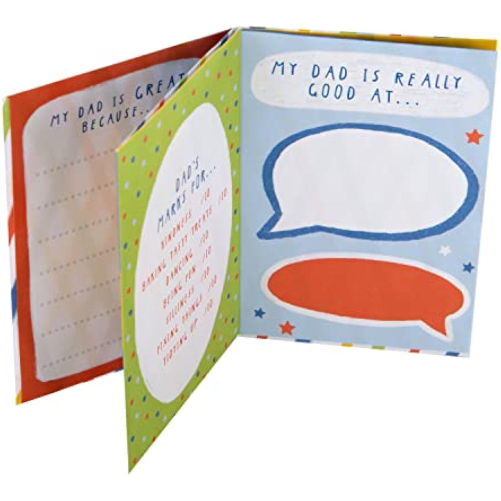 Hallmark Father's Day Card for Dad featuring a contemporary keepsake activity design with colorful illustrations and heartfelt message.