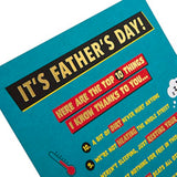 Hallmark Father's Day Card with a humorous top 10 things design, featuring colorful illustrations and playful text.