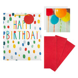 Hallmark birthday gift bag, wrapping paper, and greeting card set with colorful designs for special celebrations