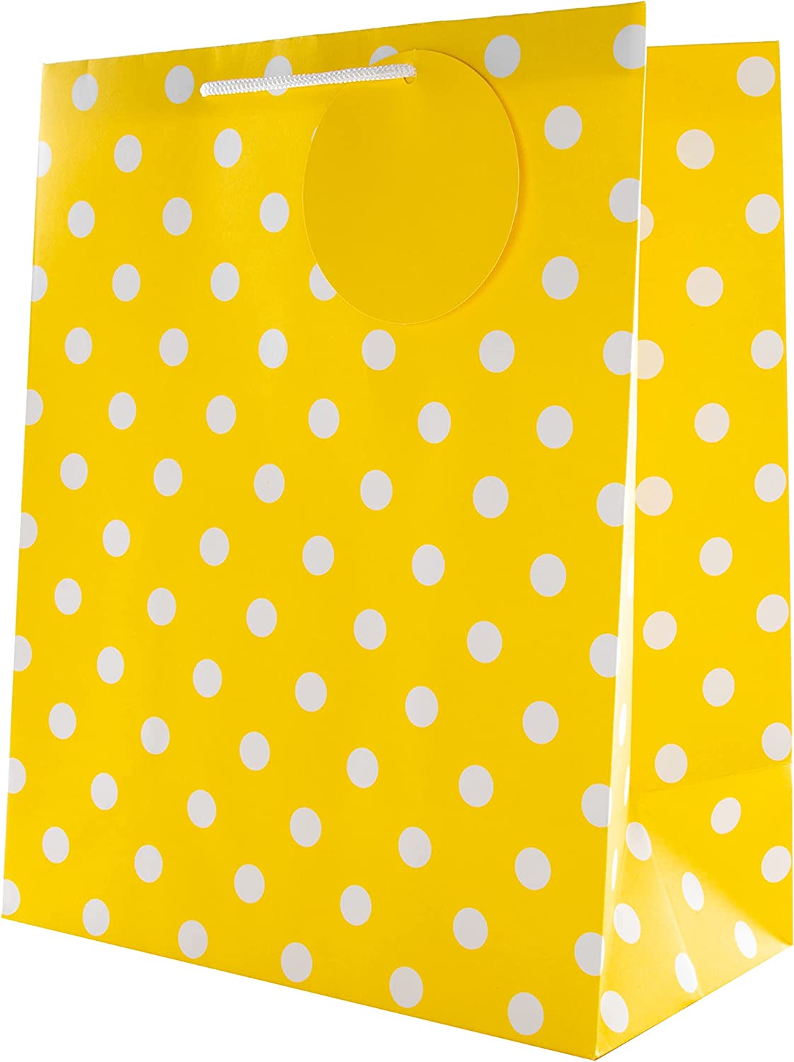 Hallmark multi-occasion gift bag and bottle bag bundle with large, medium, and bottle bags in yellow and white designs