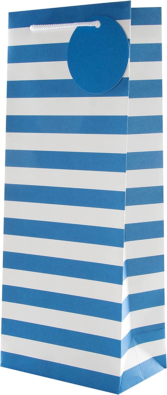 Hallmark multi-occasion gift bag bundle with three essential-sized blue gift bags featuring contemporary designs.