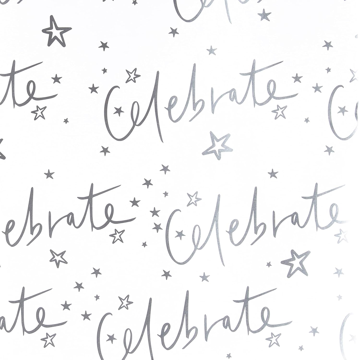 Hallmark Celebration gift wrapping paper bundle with two sheets and two matching gift tags in festive designs.