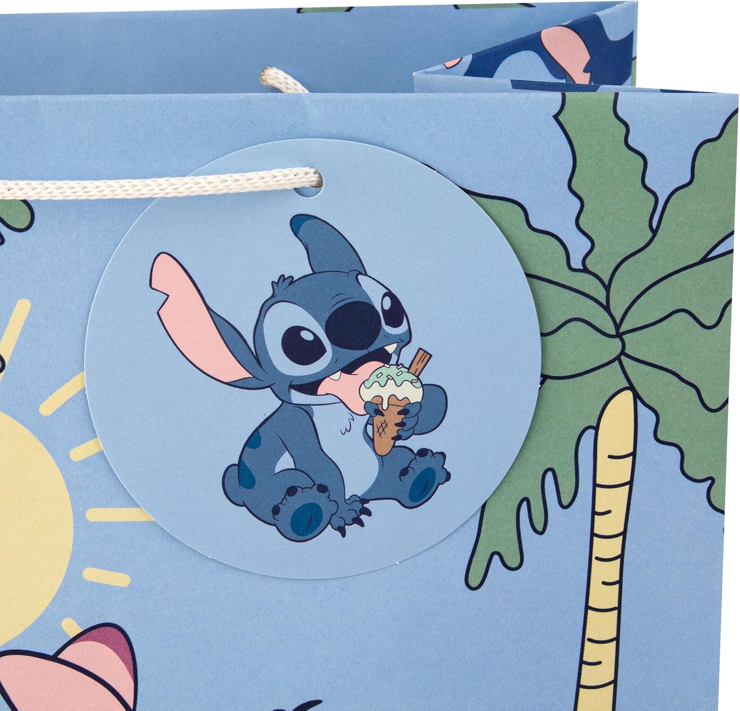 Large Hallmark Disney Lilo & Stitch gift bag featuring colorful character designs for gift packaging and presentation.