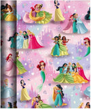 Hallmark Disney Princess gift wrapping paper roll, 2 meters long, featuring colorful princess designs for gift packaging.