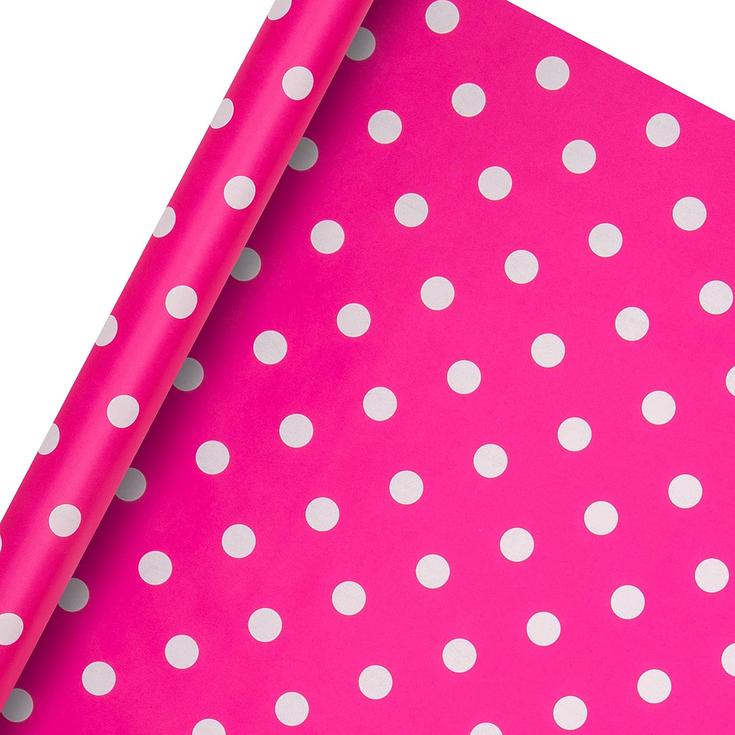 Pink polka dot gift wrap by Hallmark, 2 meters long, featuring cheerful polka dot pattern, ideal for wrapping presents.