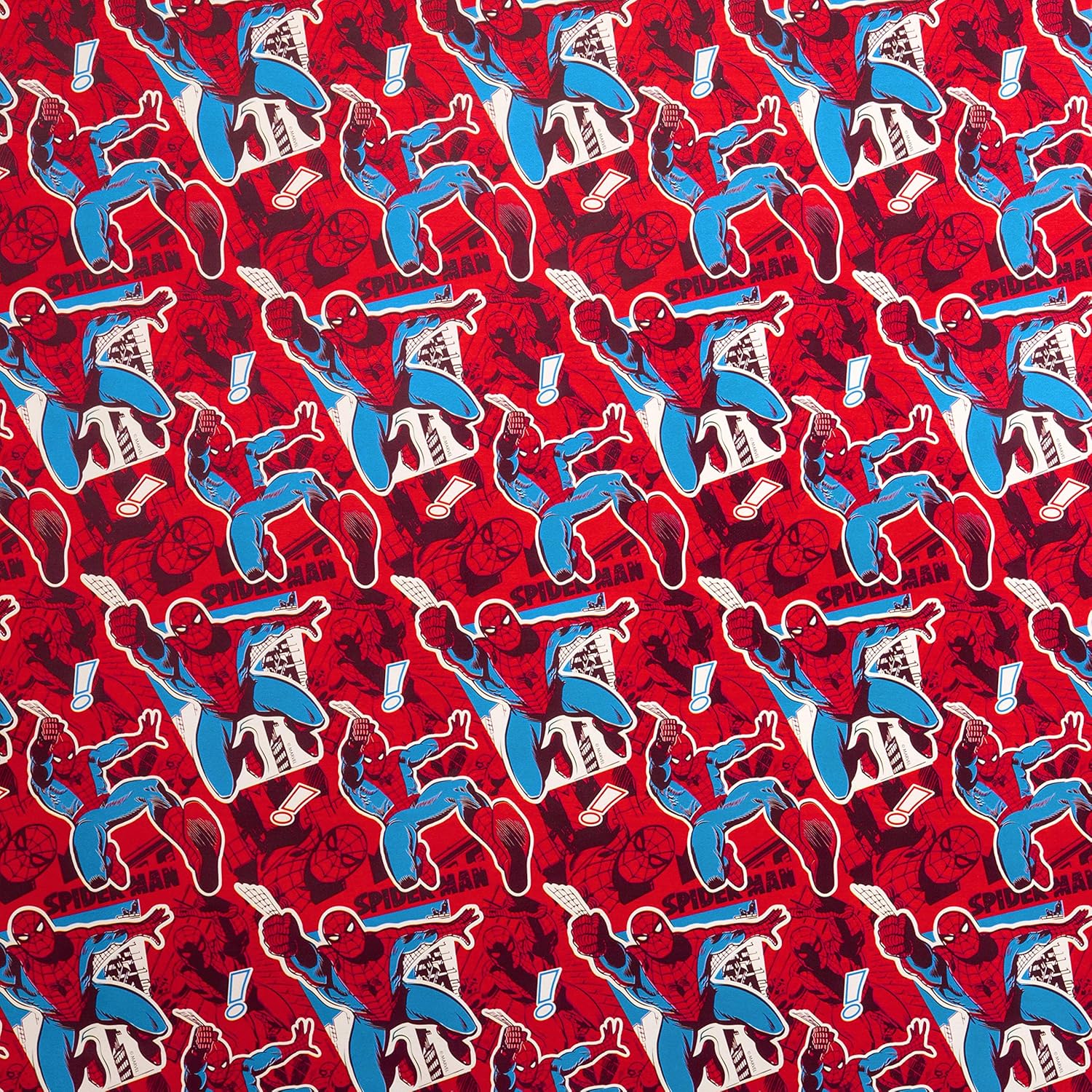 Hallmark Spider-Man non-cel gift wrap with 2-meter length, featuring colorful Spider-Man illustrations on paper.