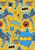 Hallmark Batman gift wrap with two sheets and two gift tags featuring Batman logo and comic-style design on glossy paper.