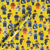 Hallmark Lego design multi-occasion gift wrap roll, 2 meters long, featuring colorful Lego-themed patterns for wrapping presents