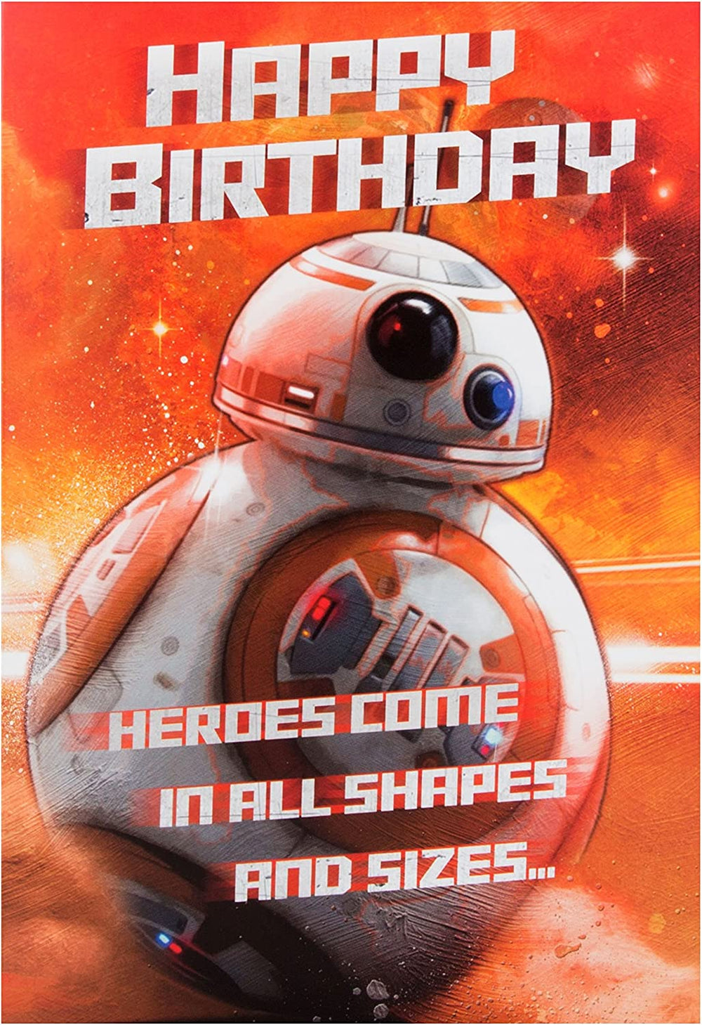 Hallmark Star Wars BB8 birthday greeting card featuring BB8 droid design on a colorful background, suitable for children.