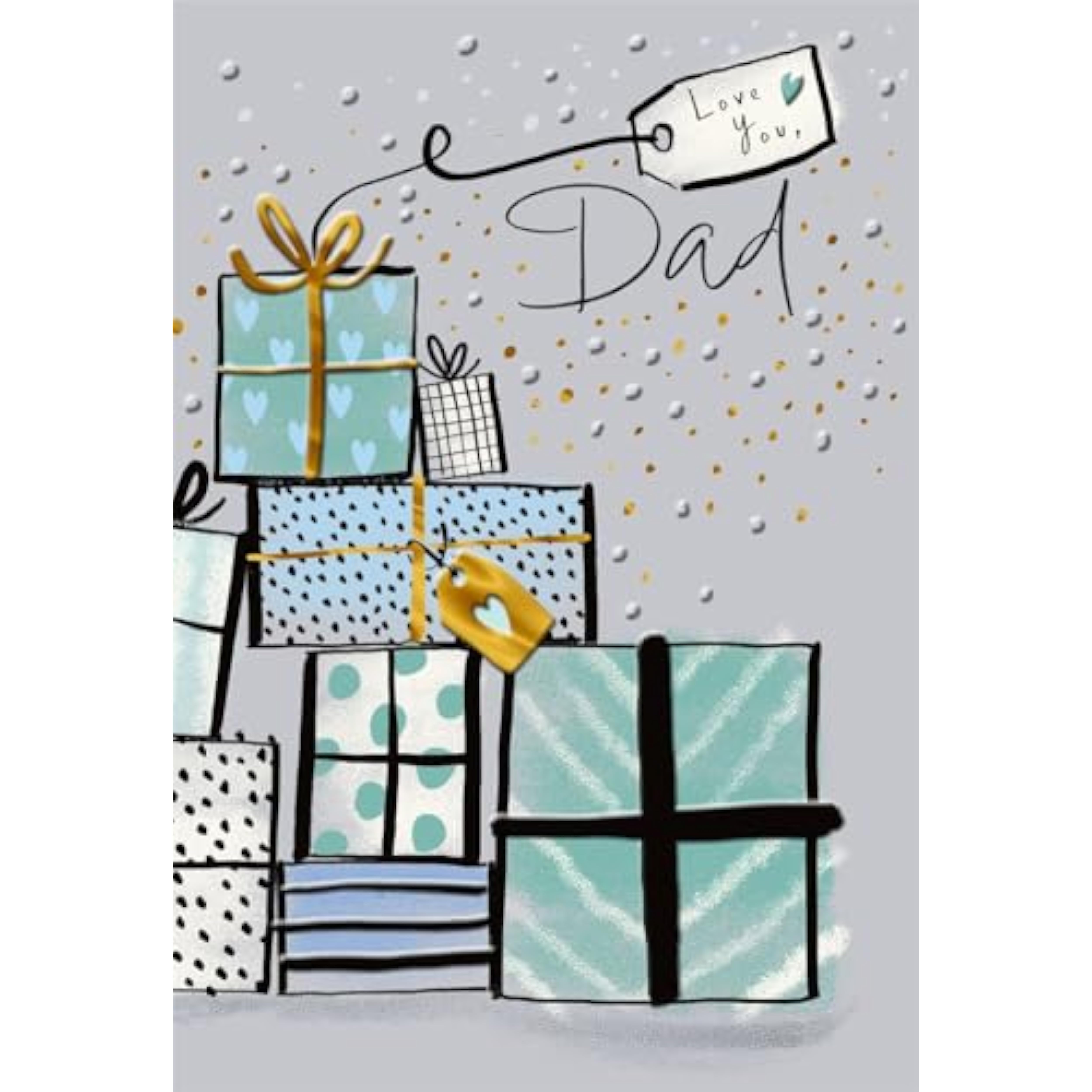 Hallmark greeting card for dad with "Love You, Dad" message, featuring colorful birthday and love-themed design.