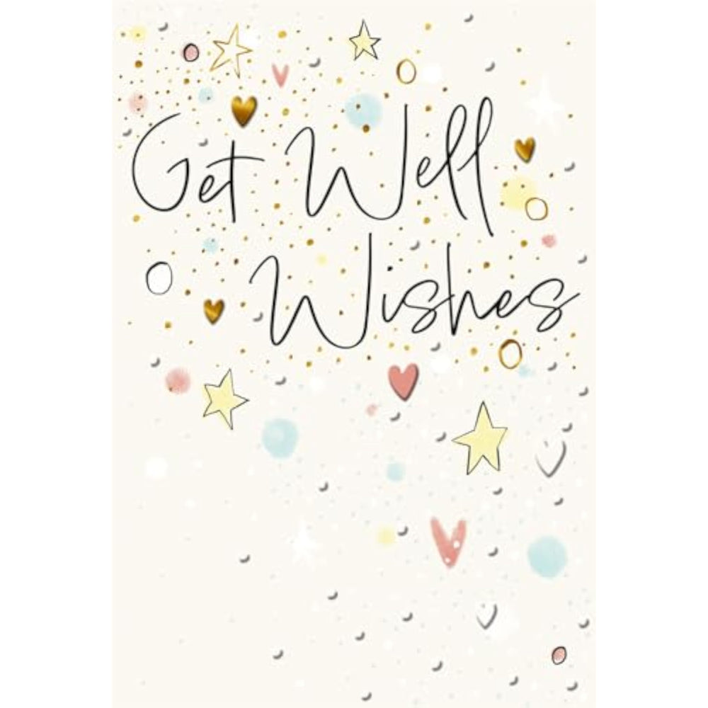 Hallmark Get Well Soon greeting card with colorful design and uplifting message for wishing someone a speedy recovery.