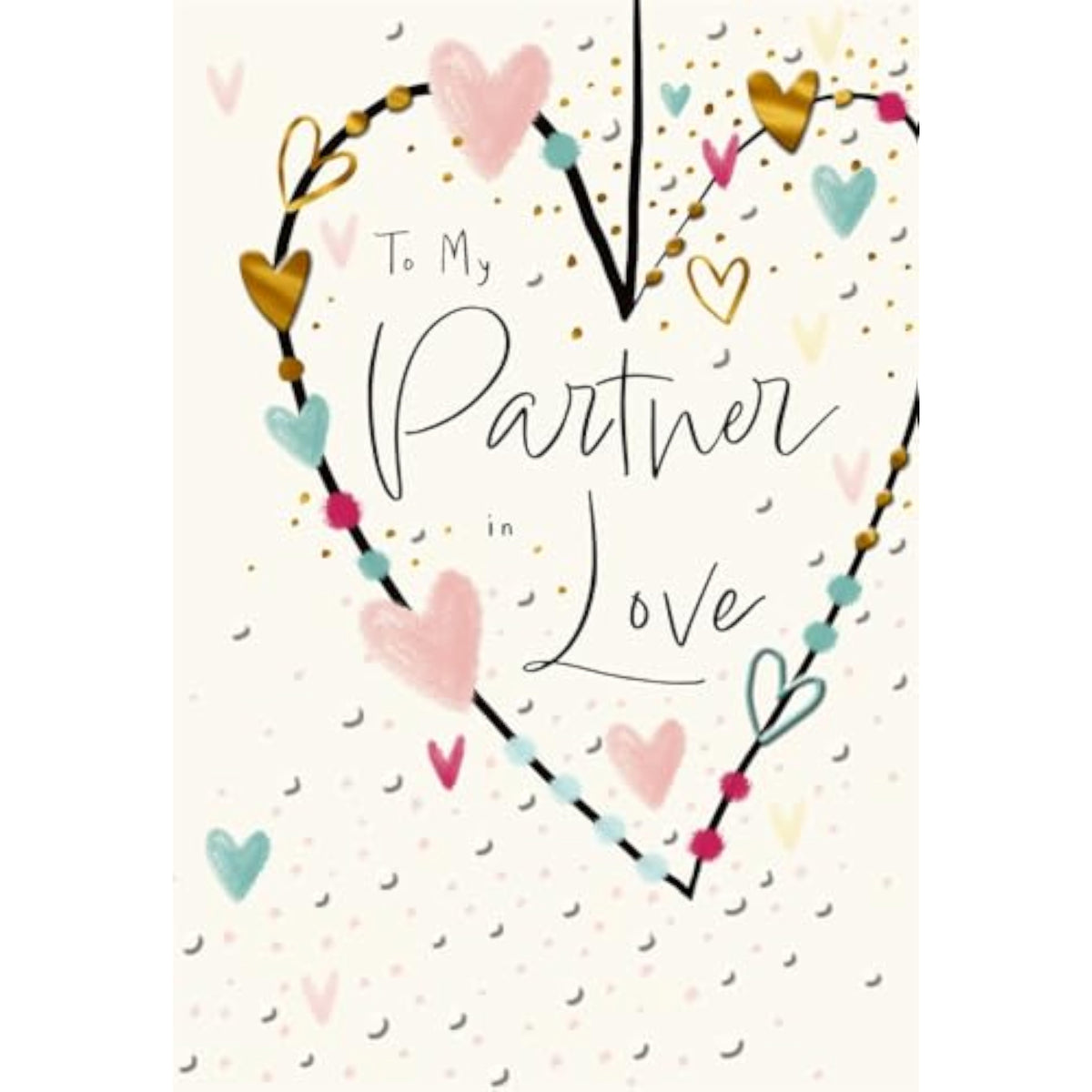 Hallmark greeting card for partner's birthday with love message, featuring floral and heart designs.