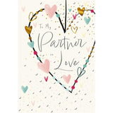 Hallmark greeting card for partner's birthday with love message, featuring floral and heart designs.