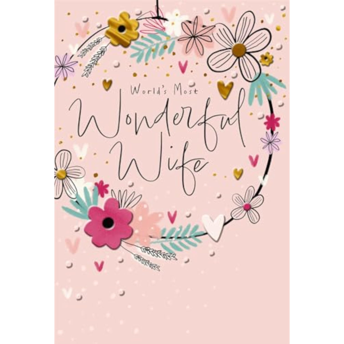 Hallmark greeting card for wife with birthday message, featuring heartfelt design celebrating the world's most wonderful wife.
