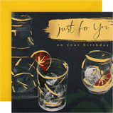 Hallmark birthday greeting card featuring illustrated drinks design, perfect for celebrating special occasions.