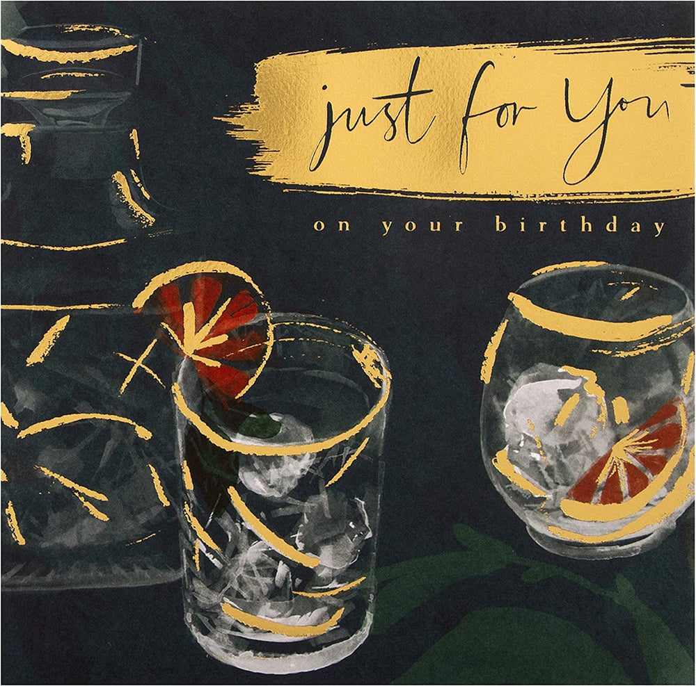 Hallmark greeting card featuring illustrated drinks design, perfect for birthday celebrations, with colorful and festive imagery.