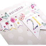 Hallmark 21st Daughter birthday greeting card with bunting design and festive illustrations for celebrating a special milestone.