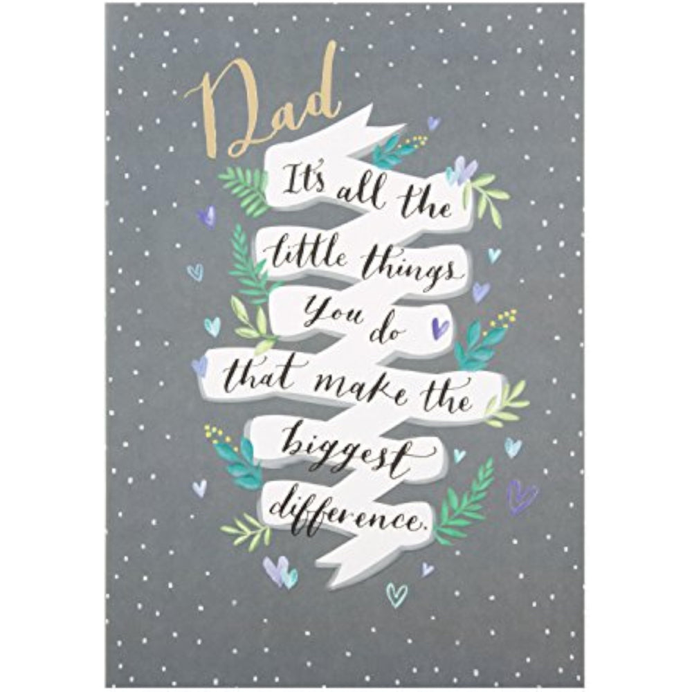 Hallmark Father's Day greeting card titled "Little Things" featuring a medium-sized design for dad, with heartfelt message inside.