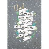 Hallmark Father's Day greeting card titled "Little Things" featuring a medium-sized design for dad, with heartfelt message inside.