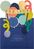 Hallmark 3D birthday card for brother with colorful balloons and bunting design, featuring festive, vibrant greeting card artwork.