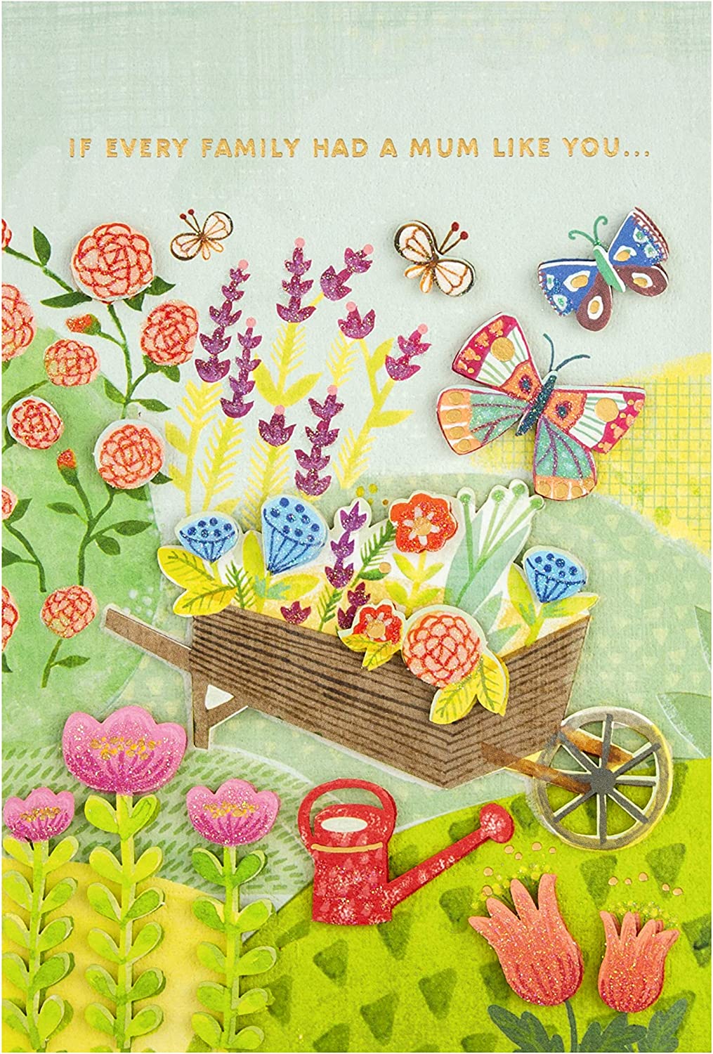 Hallmark 3D effect colorful garden Mother's Day greeting card with floral design and vibrant imagery.