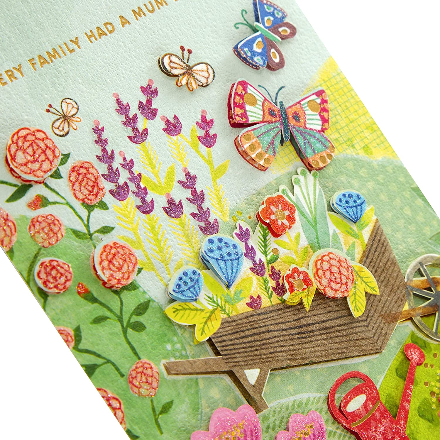 Hallmark 3D effect colorful garden design Mother's Day greeting card with vibrant floral artwork and intricate details.