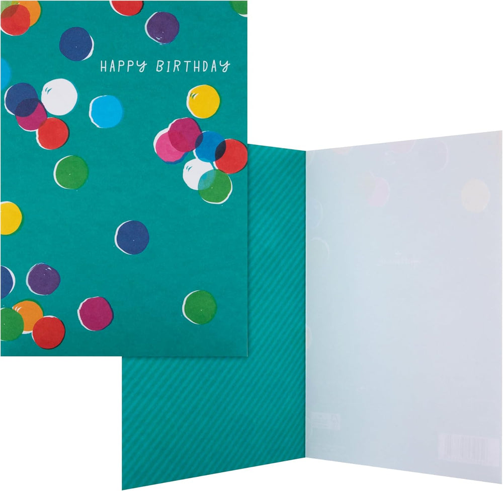Hallmark 3D pop-up birthday card featuring a colorful gift box design with intricate paper details.