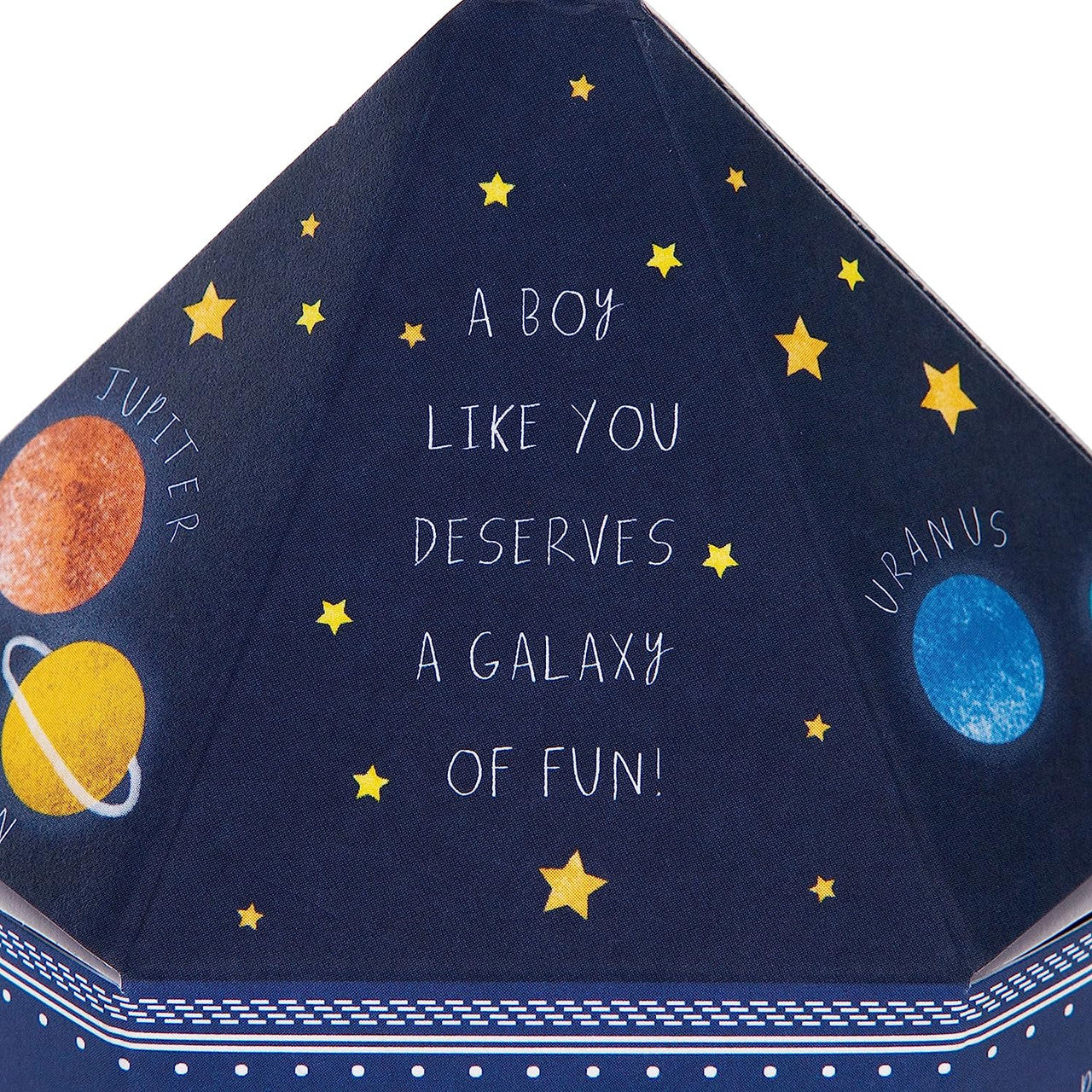 Hallmark 3rd birthday greeting card for son featuring a 3D pop-up rocket design with colorful illustrations.