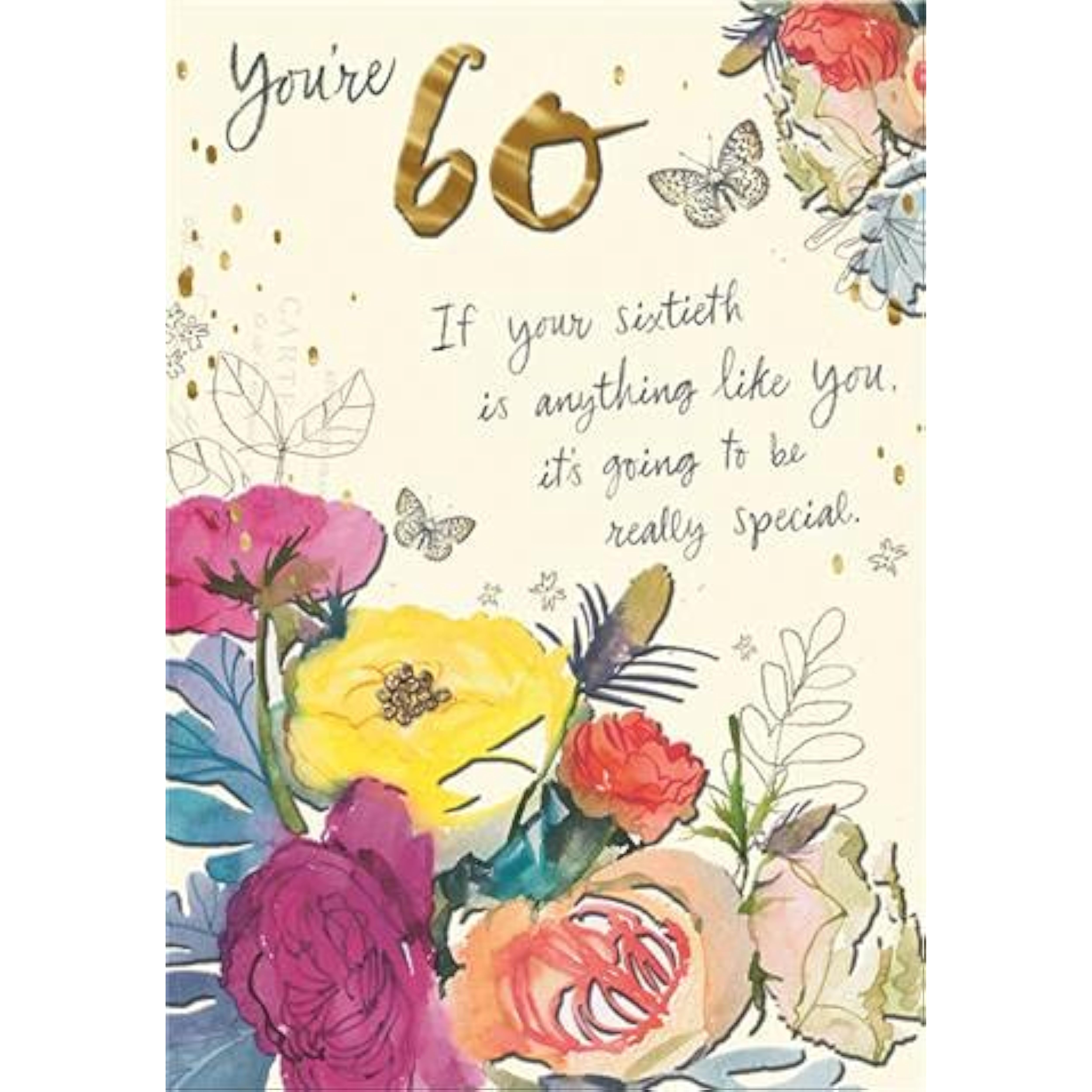 Hallmark 60th Female Floral Birthday Card featuring colorful floral design and elegant greeting for special birthday celebration